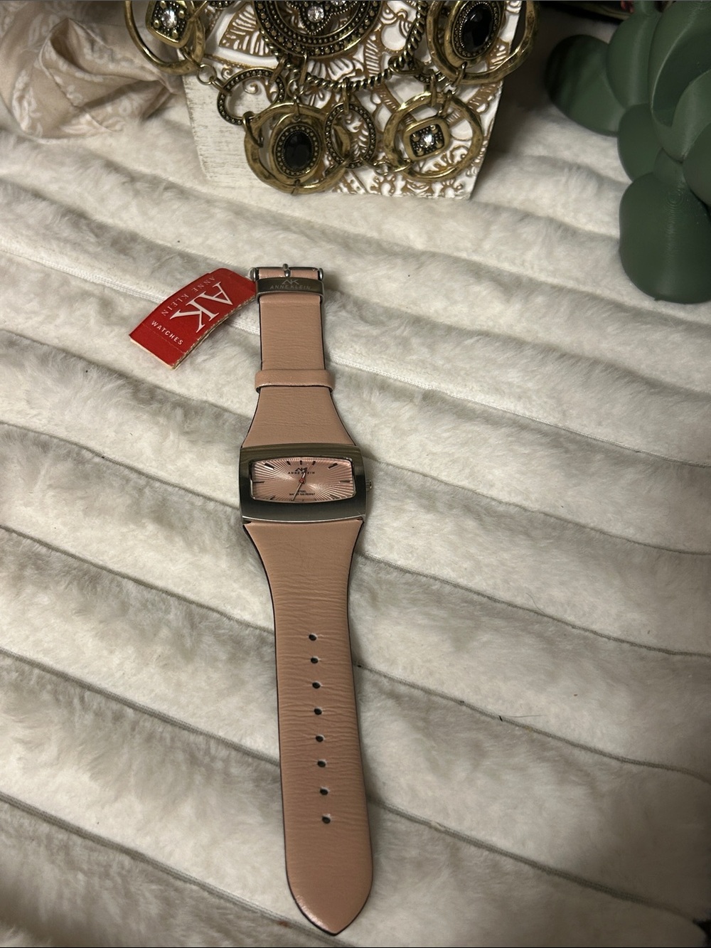 Anne Klein Blush Pink Leather Strap Watch